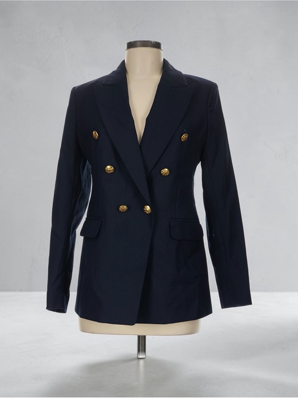 NWT Banana Republic Captain’s Navy Wool Blazer Gold Buttons Double Breasted Sz 6